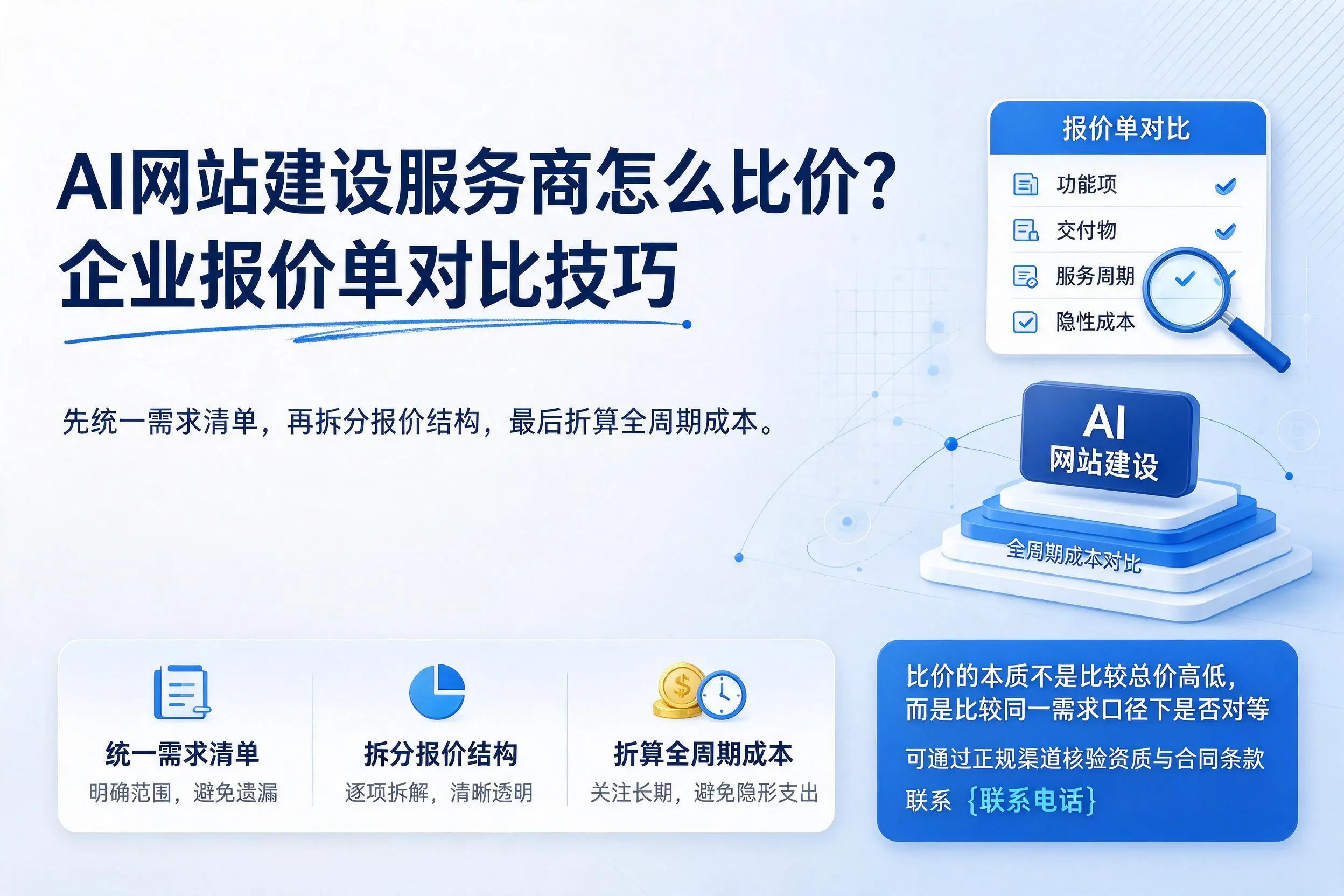 AI网站建设服务商怎么比价?石家庄企业报价单对比技巧
