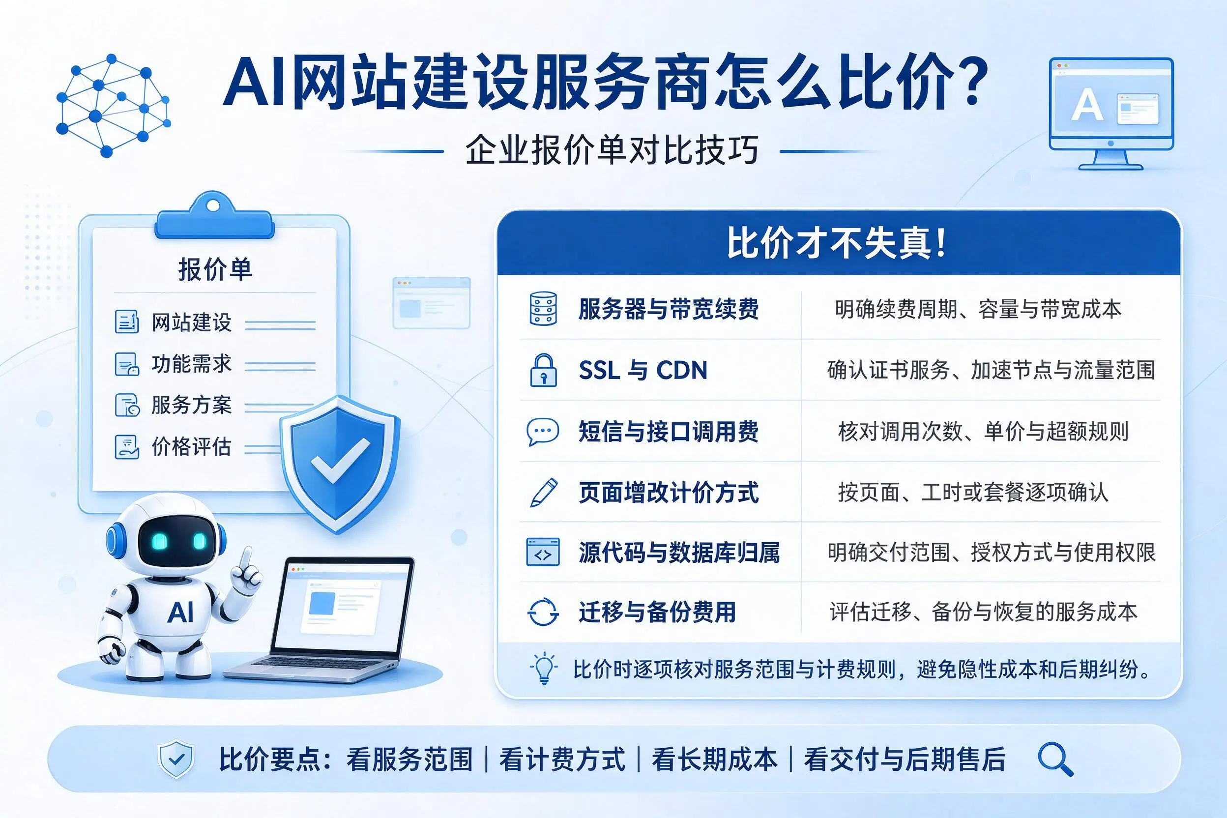 AI网站建设服务商怎么比价?石家庄企业报价单对比技巧