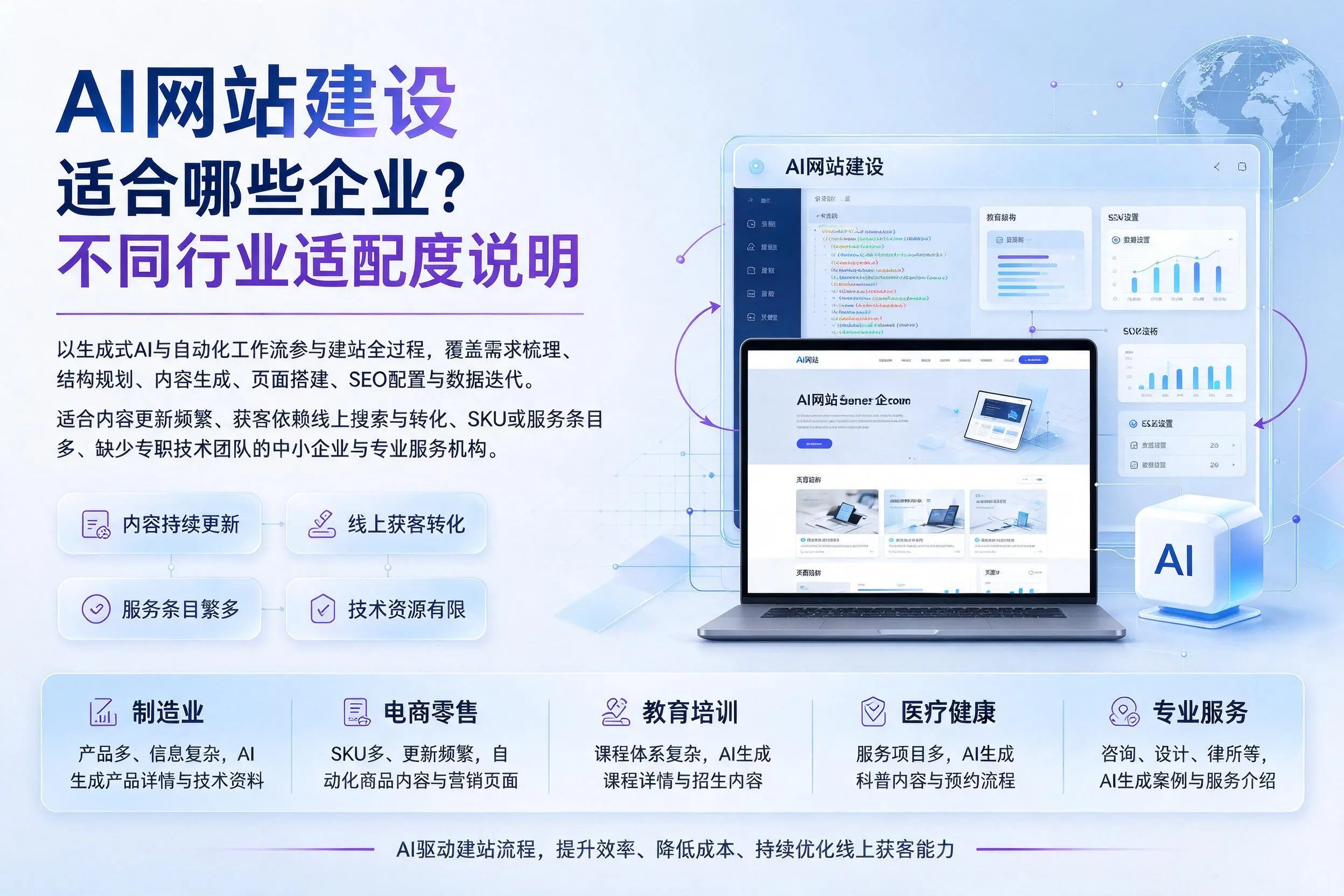 AI网站建设适合哪些企业？石家庄不同行业适配度说明